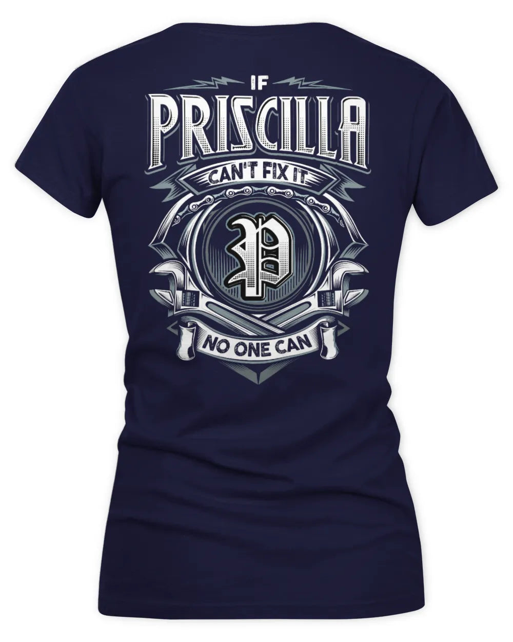 PRISCILLA AP81-K4-626 - Personalized Ahmed Quote Apparel “If Ahmed Can't Fix It, No One Can” - Women's V-Neck T-Shirt - Navy