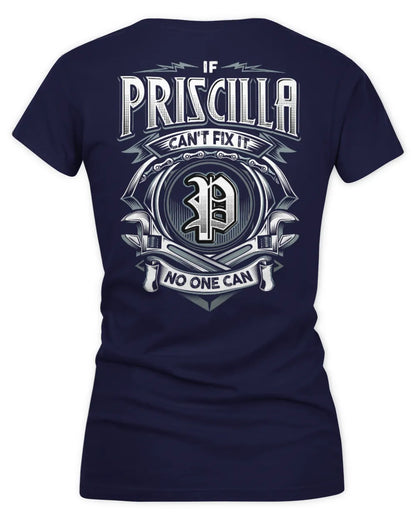 PRISCILLA AP81-K4-626 - Personalized Ahmed Quote Apparel “If Ahmed Can't Fix It, No One Can” - Women's V-Neck T-Shirt - Navy
