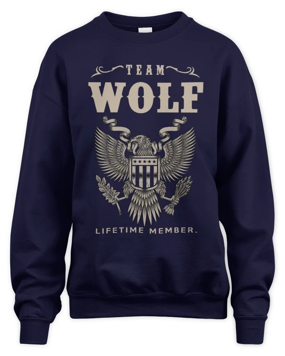 WOLF TP06-K82 – Personalized Classic Style Apparel “Team NAME Lifetime Member” - Unisex Sweatshirt - Navy