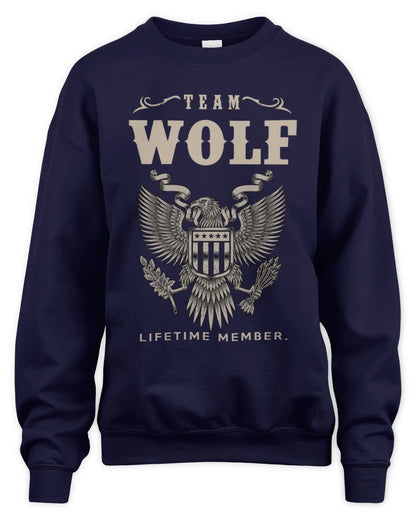 WOLF TP06-K82 – Personalized Classic Style Apparel “Team NAME Lifetime Member” - Unisex Sweatshirt - Navy