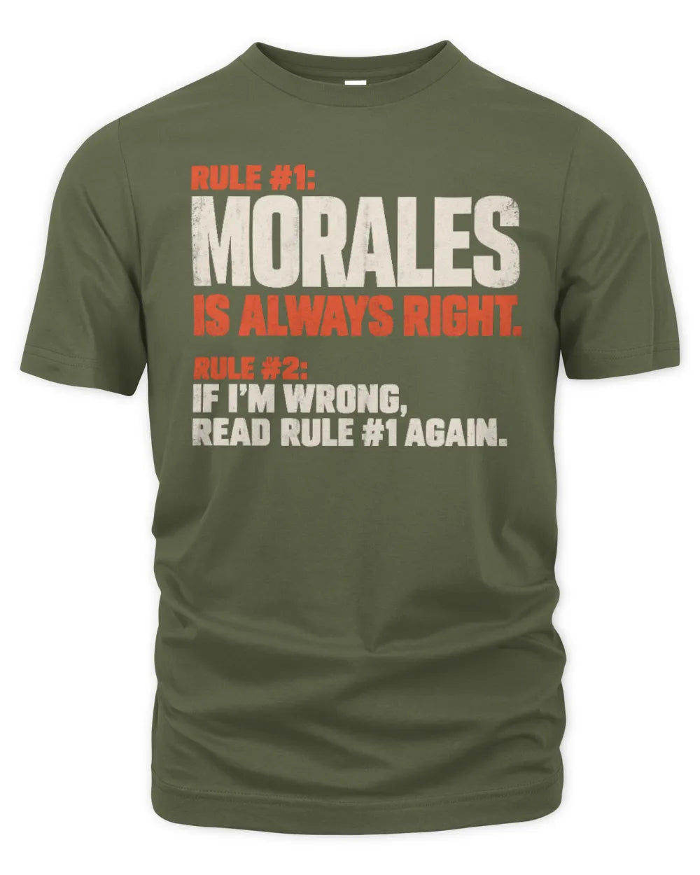 MORALES NP1-H006 - Always Right Personalized Name T-Shirt – Funny Custom Name Shirt - Unisex Standard T-Shirt - Military Green