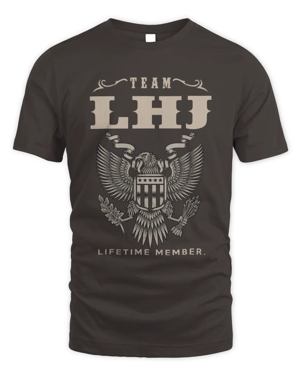 LHJ TP06-K82 – Personalized Classic Style Apparel “Team NAME Lifetime Member” - Unisex Standard T-Shirt - Dark Chocolate