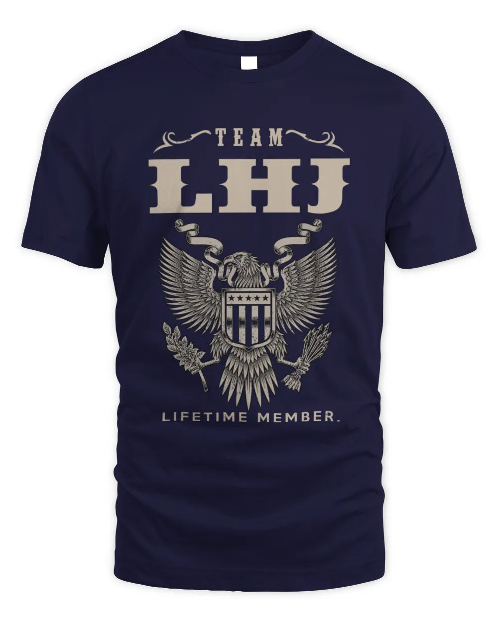 LHJ TP06-K82 – Personalized Classic Style Apparel “Team NAME Lifetime Member” - Unisex Standard T-Shirt - Navy