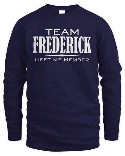 FREDERICK BL62-K4-128 - Personalized “Team NAME Lifetime Member” - Men's Long Sleeved T-Shirt - Navy