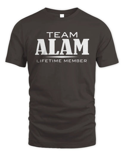ALAM BL62-K4-128 - Personalized “Team NAME Lifetime Member” - Unisex Standard T-Shirt - Dark Chocolate
