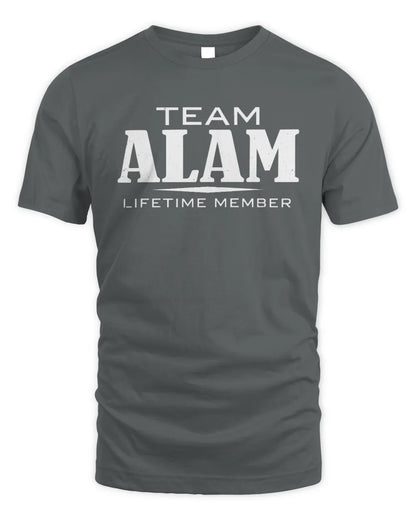 ALAM BL62-K4-128 - Personalized “Team NAME Lifetime Member” - Unisex Standard T-Shirt - Charcoal