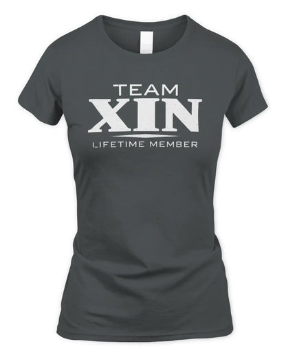 XIN BL62-K4-128 - Personalized “Team NAME Lifetime Member” - Women's Standard T-Shirt - Charcoal
