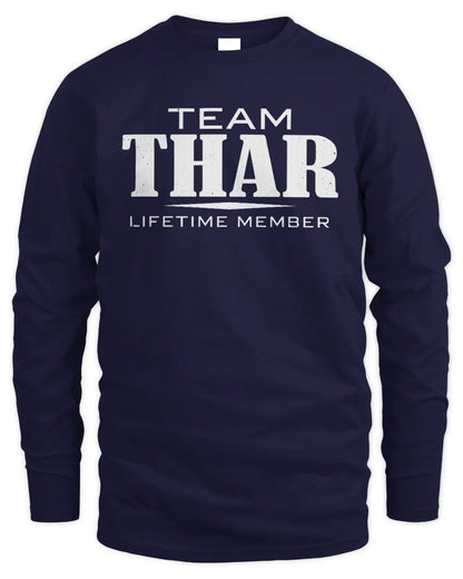 THAR BL62-K4-128 - Personalized “Team NAME Lifetime Member” - Men's Long Sleeved T-Shirt - Navy