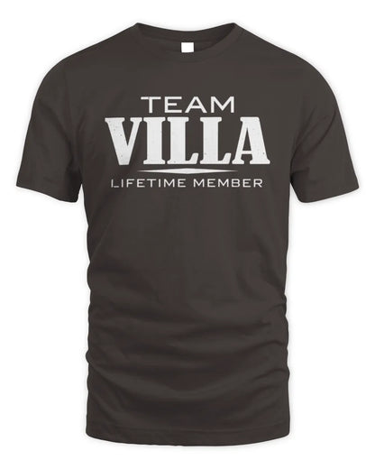 VILLA BL62-K4-128 - Personalized “Team NAME Lifetime Member” - Unisex Standard T-Shirt - Dark Chocolate