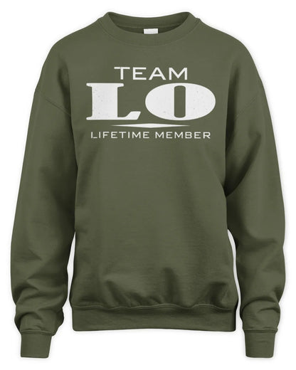 LO BL62-K4-128 - Personalized “Team NAME Lifetime Member” - Unisex Sweatshirt - Military Green