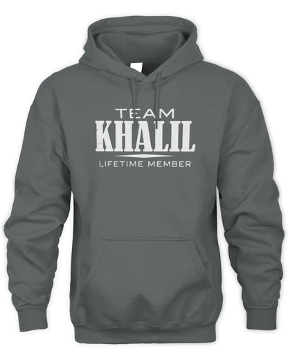 KHALIL BL62-K4-128 - Personalized “Team NAME Lifetime Member” - Unisex Hoodie - Charcoal