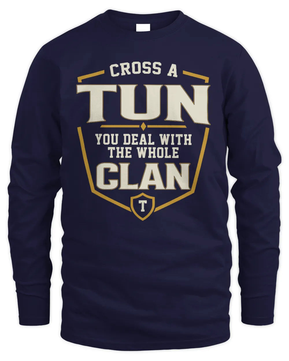TUN NT1-K008 Cross A/An NAME, You Deal With the Whole Clan | Personalized Vintage T-Shirt - Men's Long Sleeved T-Shirt - Navy