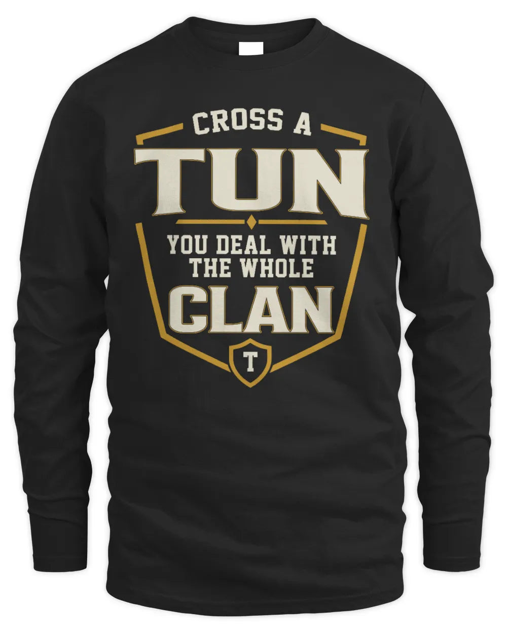 TUN NT1-K008 Cross A/An NAME, You Deal With the Whole Clan | Personalized Vintage T-Shirt - Men's Long Sleeved T-Shirt - Black
