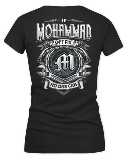 MOHAMMAD AP81-K4-626 - Personalized Ahmed Quote Apparel “If Ahmed Can't Fix It, No One Can” - Women's V-Neck T-Shirt - Black