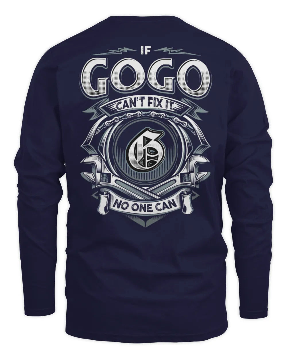 GOGO AP81-K4-626 - Personalized Ahmed Quote Apparel “If Ahmed Can't Fix It, No One Can” - Men's Long Sleeved T-Shirt - Navy