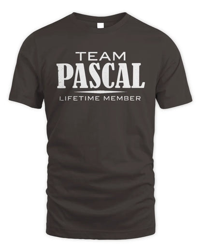 PASCAL BL62-K4-128 - Personalized “Team NAME Lifetime Member” - Unisex Standard T-Shirt - Dark Chocolate
