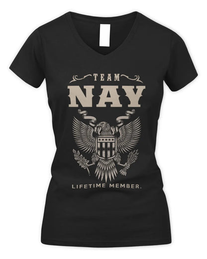 NAY TP06-K82 – Personalized Classic Style Apparel “Team NAME Lifetime Member” - Women's V-Neck T-Shirt - Black