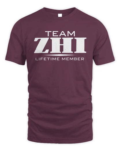 ZHI BL62-K4-128 - Personalized “Team NAME Lifetime Member” - Unisex Standard T-Shirt - Maroon