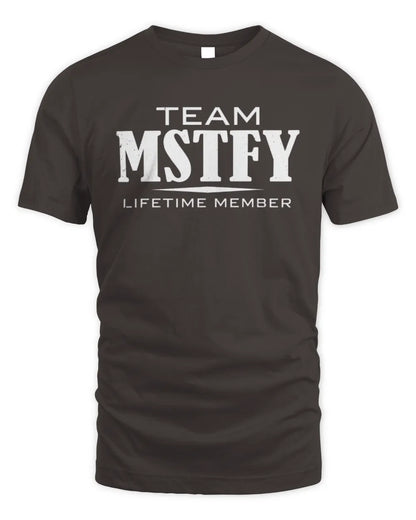 MSTFY BL62-K4-128 - Personalized “Team NAME Lifetime Member” - Unisex Standard T-Shirt - Dark Chocolate