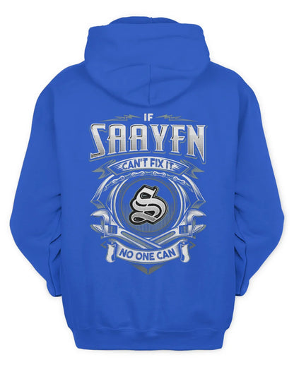 SAAYFN AP81-K4-626 - Personalized Ahmed Quote Apparel “If Ahmed Can't Fix It, No One Can” - Unisex Hoodie - Royal