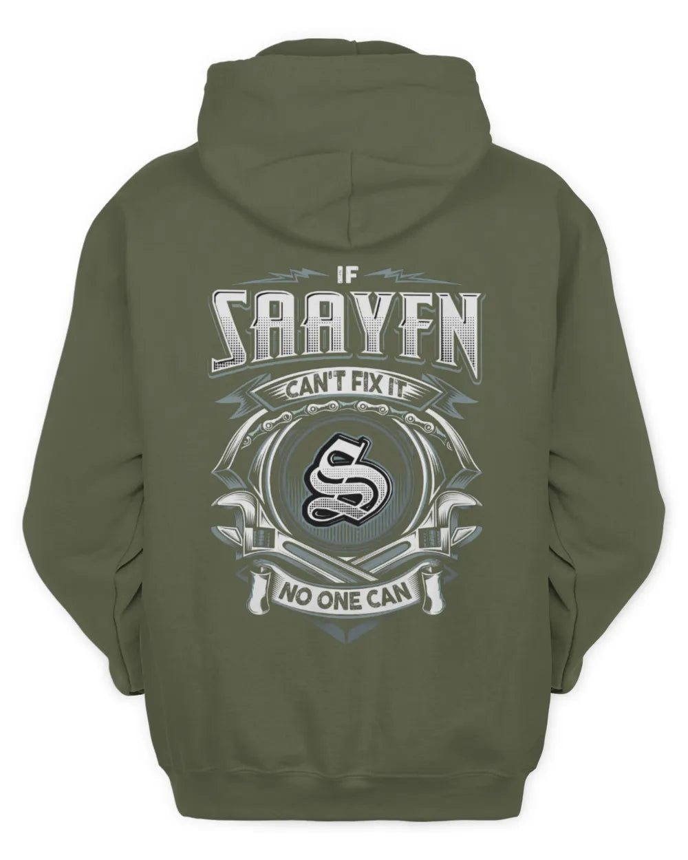 SAAYFN AP81-K4-626 - Personalized Ahmed Quote Apparel “If Ahmed Can't Fix It, No One Can” - Unisex Hoodie - Military Green