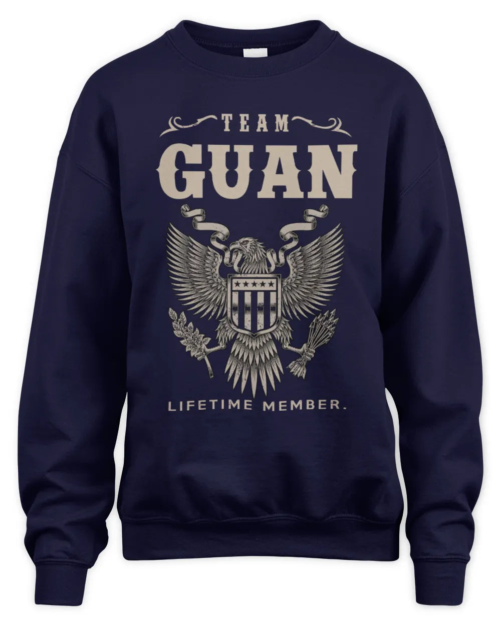 GUAN TP06-K82 – Personalized Classic Style Apparel “Team NAME Lifetime Member” - Unisex Sweatshirt - Navy
