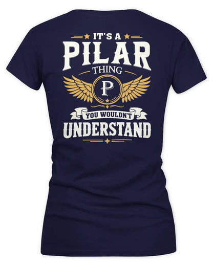 PILAR KT06-M008 It’s a [NAME] Thing – You Wouldn’t Understand | Personalized Vintage T-Shirt - Women's V-Neck T-Shirt - Navy