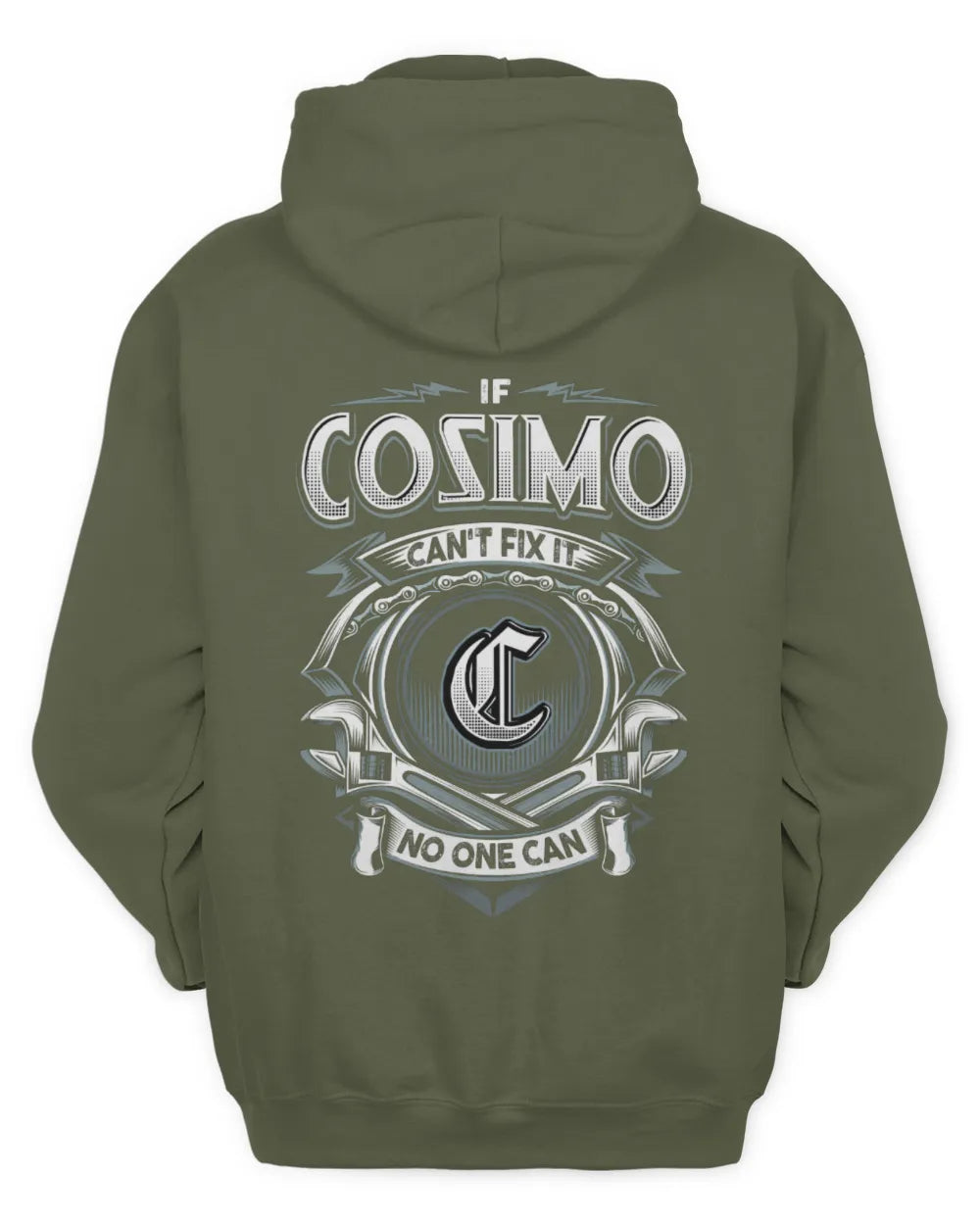 COSIMO AP81-K4-626 - Personalized Ahmed Quote Apparel “If Ahmed Can't Fix It, No One Can” - Unisex Hoodie - Military Green