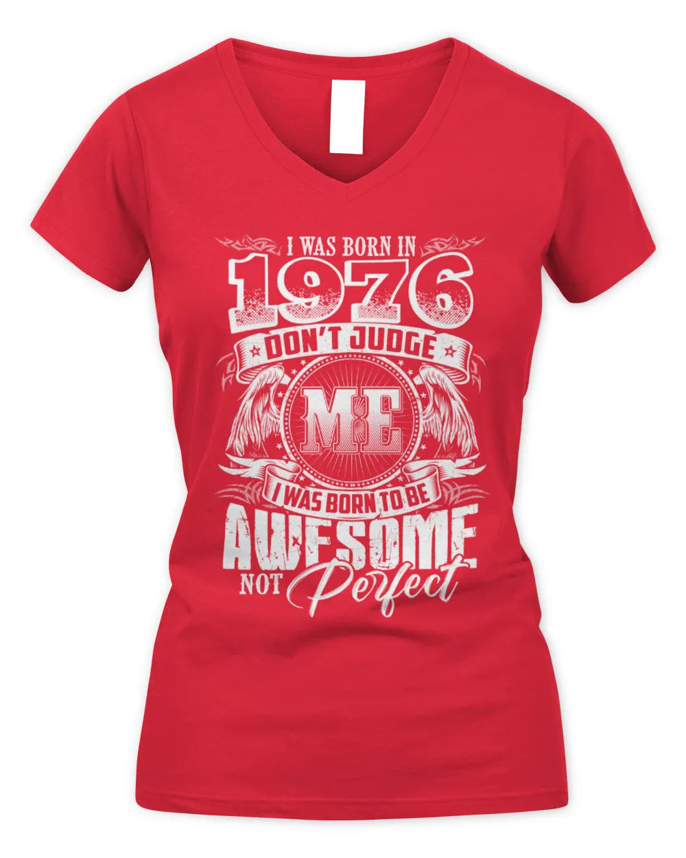 1976 HH89-K2 – Awesome Birth Year Quote T-Shirt - Women's V-Neck T-Shirt - Red