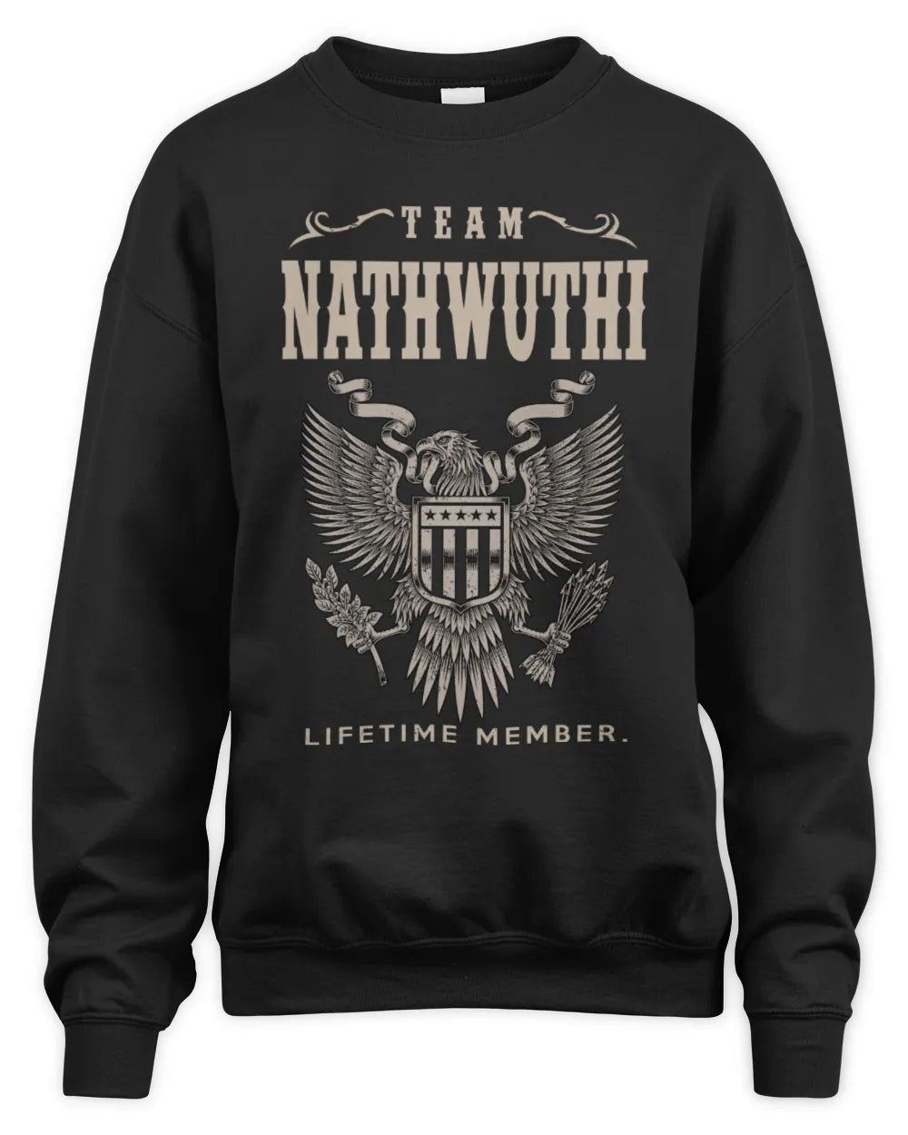 NATHWUTHI TP06-K82 – Personalized Classic Style Apparel “Team NAME Lifetime Member” - Unisex Sweatshirt - Black