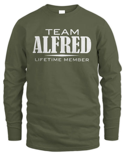 ALFRED BL62-K4-128 - Personalized “Team NAME Lifetime Member” - Men's Long Sleeved T-Shirt - Military Green