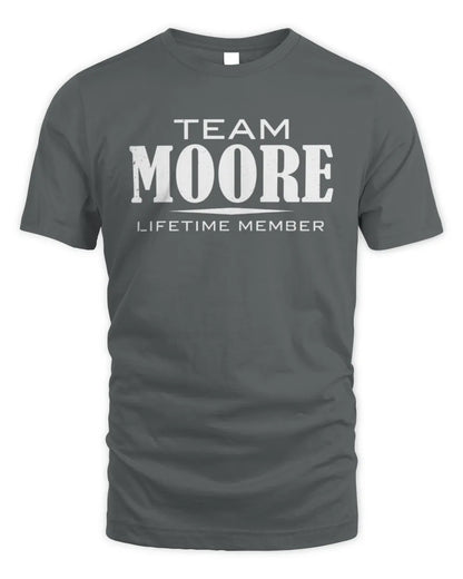 MOORE BL62-K4-128 - Personalized “Team NAME Lifetime Member” - Unisex Standard T-Shirt - Charcoal