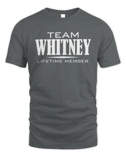 WHITNEY BL62-K4-128 - Personalized “Team NAME Lifetime Member” - Unisex Standard T-Shirt - Charcoal