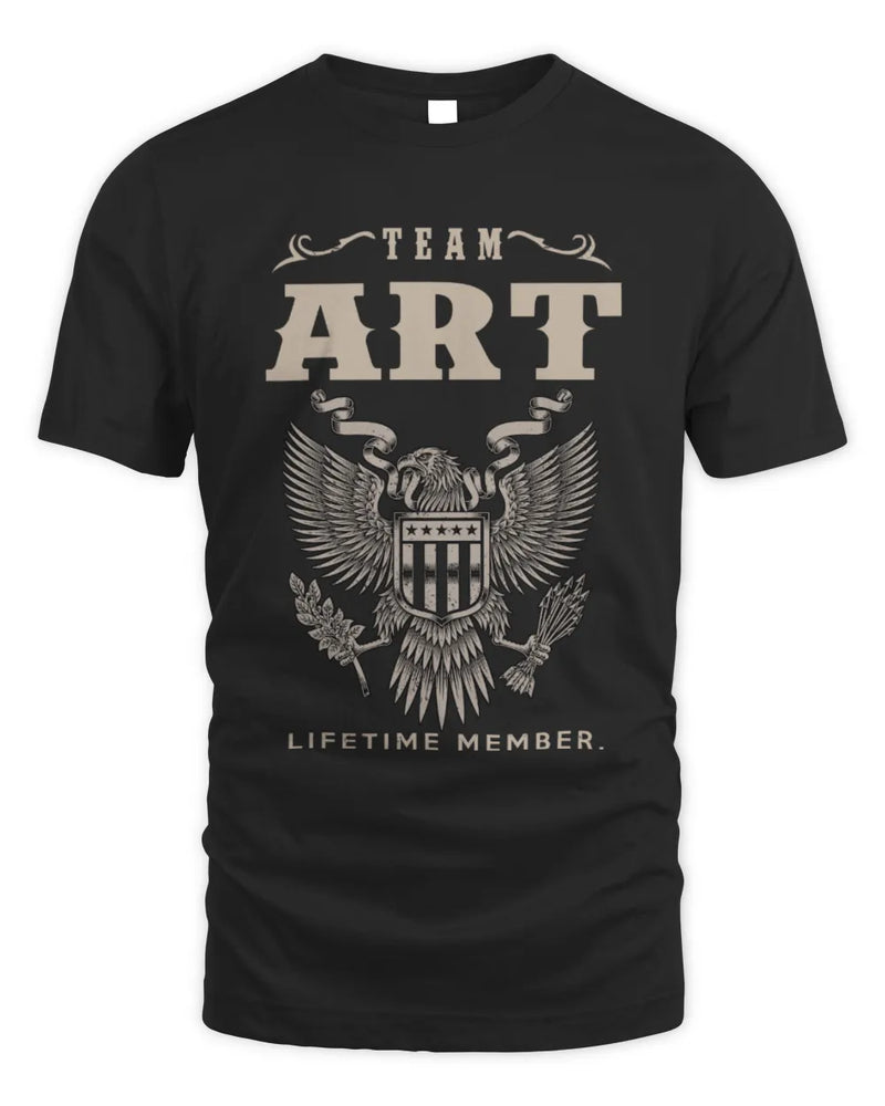 ART TP06-K82 – Personalized Classic Style Apparel “Team NAME Lifetime Member” - Unisex Standard T-Shirt - Black