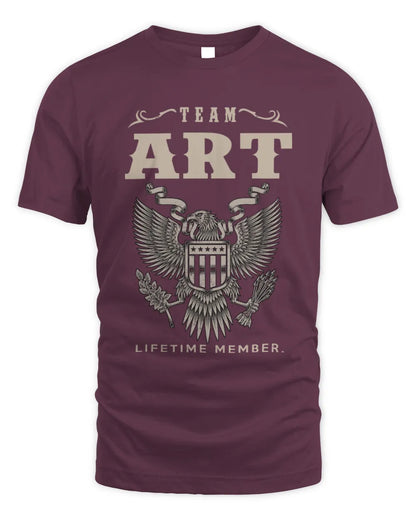 ART TP06-K82 – Personalized Classic Style Apparel “Team NAME Lifetime Member” - Unisex Standard T-Shirt - Maroon