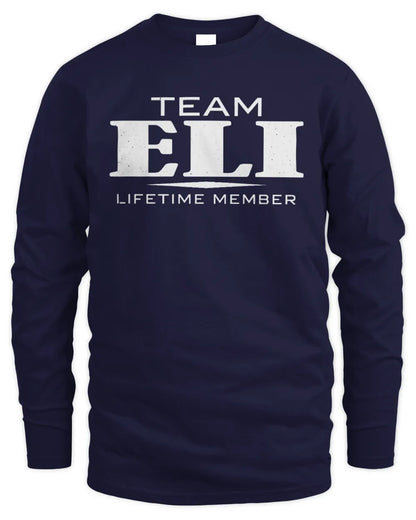 ELI BL62-K4-128 - Personalized “Team NAME Lifetime Member” - Men's Long Sleeved T-Shirt - Navy