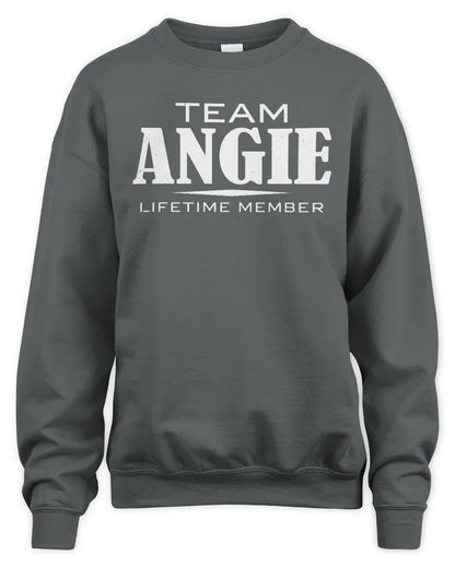 ANGIE BL62-K4-128 - Personalized “Team NAME Lifetime Member” - Unisex Sweatshirt - Charcoal