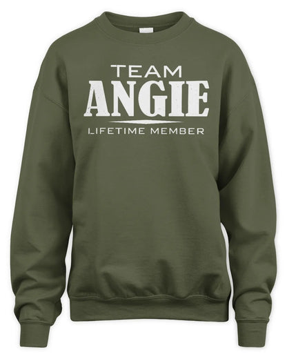 ANGIE BL62-K4-128 - Personalized “Team NAME Lifetime Member” - Unisex Sweatshirt - Military Green