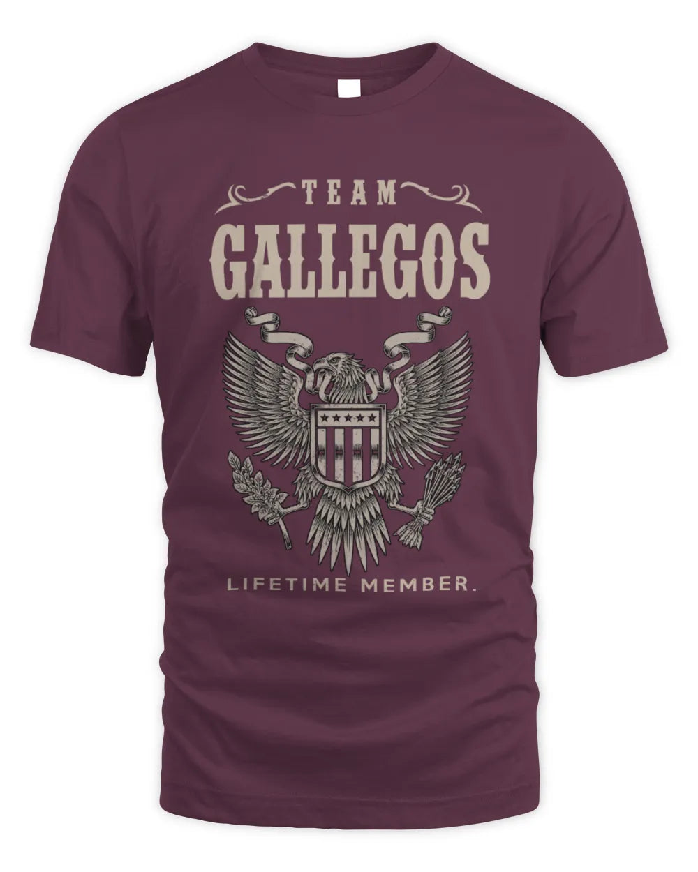 GALLEGOS TP06-K82 – Personalized Classic Style Apparel “Team NAME Lifetime Member” - Unisex Standard T-Shirt - Maroon