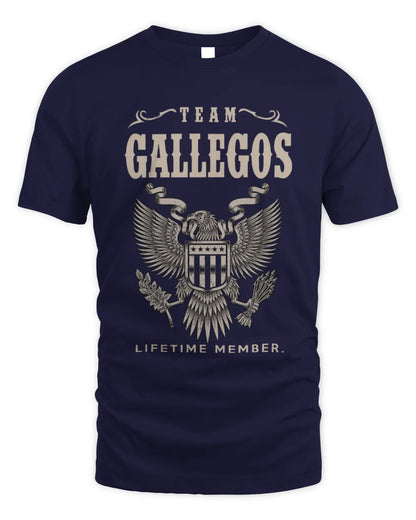 GALLEGOS TP06-K82 – Personalized Classic Style Apparel “Team NAME Lifetime Member” - Unisex Standard T-Shirt - Navy