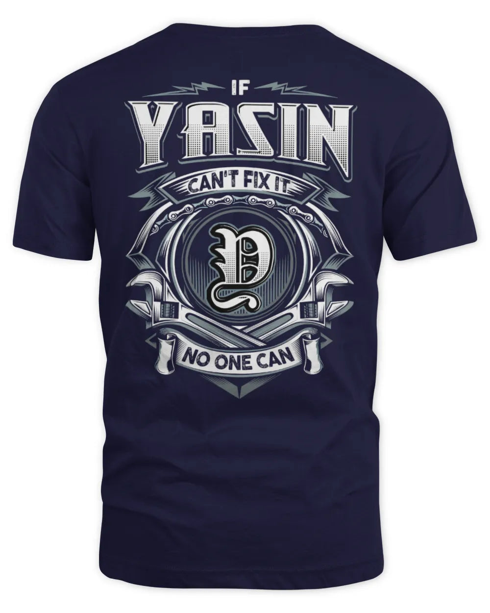 YASIN AP81-K4-626 - Personalized Ahmed Quote Apparel “If Ahmed Can't Fix It, No One Can” - Unisex Standard T-Shirt - Navy
