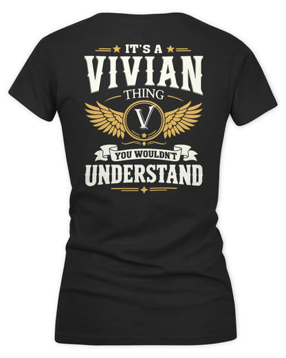 VIVIAN KT06-M008 It’s a [NAME] Thing – You Wouldn’t Understand | Personalized Vintage T-Shirt - Women's V-Neck T-Shirt - Black