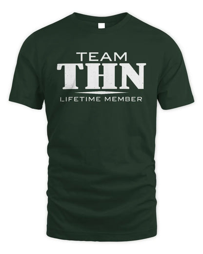 THN BL62-K4-128 - Personalized “Team NAME Lifetime Member” - Unisex Standard T-Shirt - Forest Green