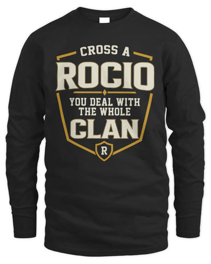 ROCIO NT1-K008 Cross A/An NAME, You Deal With the Whole Clan | Personalized Vintage T-Shirt - Men's Long Sleeved T-Shirt - Black