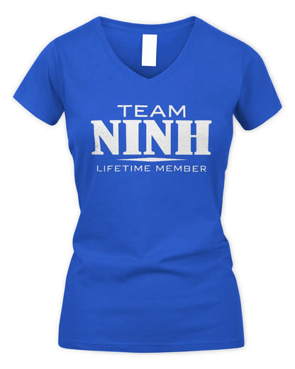 NINH BL62-K4-128 - Personalized “Team NAME Lifetime Member” - Women's V-Neck T-Shirt - Royal