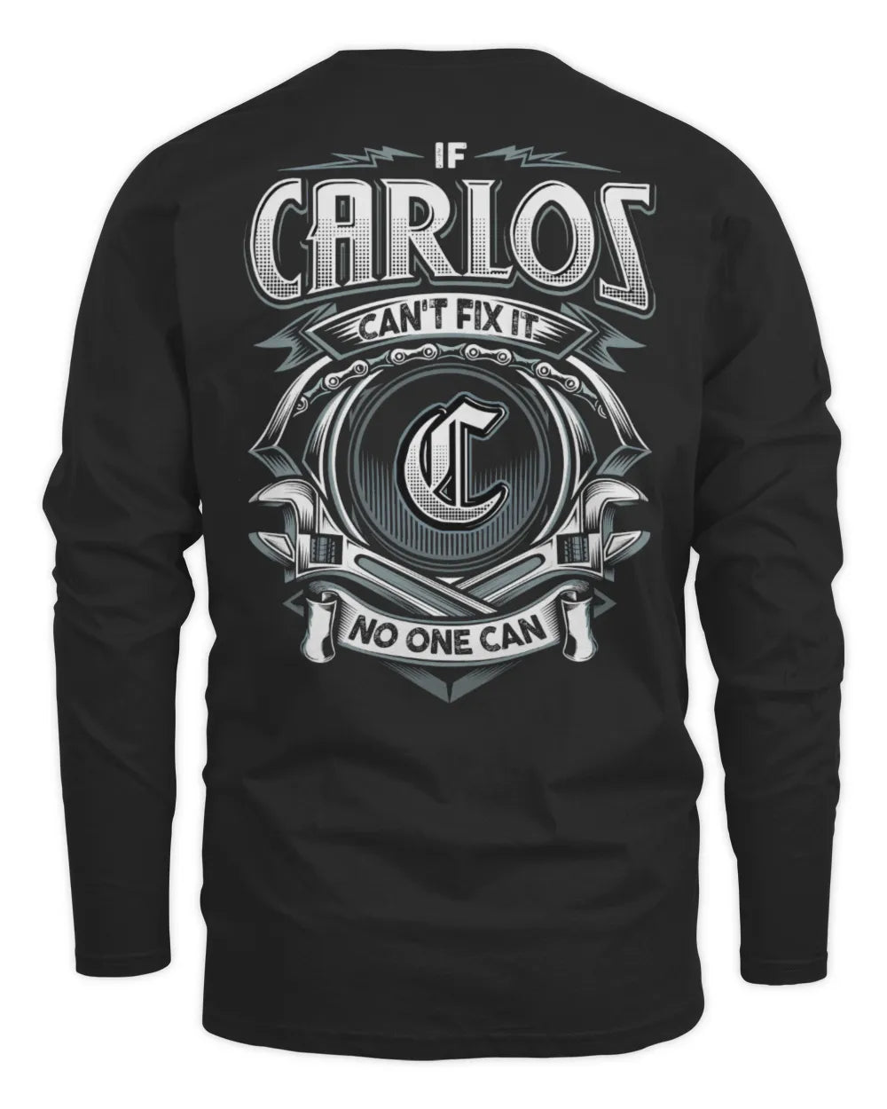 CARLOS AP81-K4-626 - Personalized Ahmed Quote Apparel “If Ahmed Can't Fix It, No One Can” - Men's Long Sleeved T-Shirt - Black