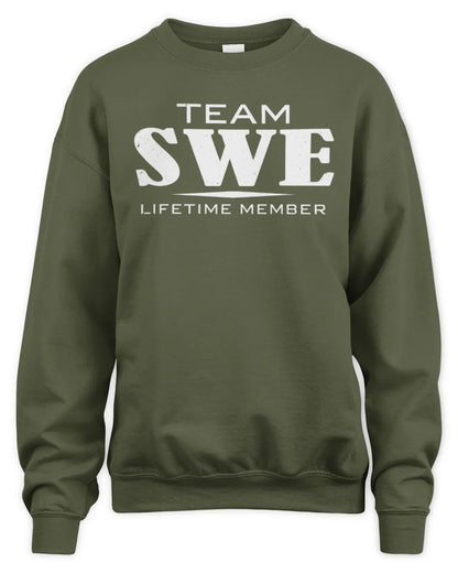 SWE BL62-K4-128 - Personalized “Team NAME Lifetime Member” - Unisex Sweatshirt - Military Green
