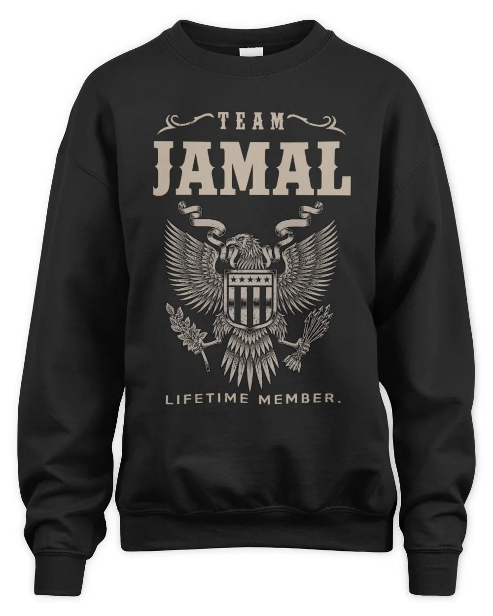JAMAL TP06-K82 – Personalized Classic Style Apparel “Team NAME Lifetime Member” - Unisex Sweatshirt - Black