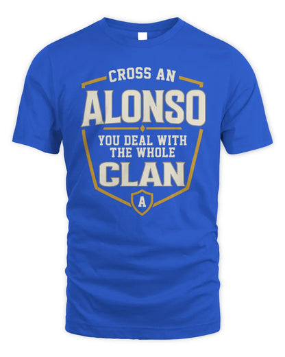 ALONSO NT1-K008 Cross A/An NAME, You Deal With the Whole Clan | Personalized Vintage T-Shirt - Unisex Standard T-Shirt - Royal