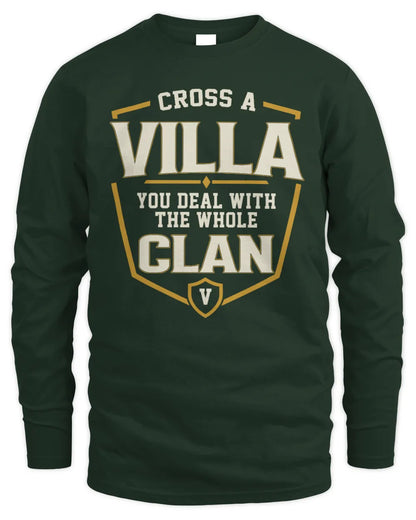 VILLA NT1-K008 Cross A/An NAME, You Deal With the Whole Clan | Personalized Vintage T-Shirt - Men's Long Sleeved T-Shirt - Forest Green